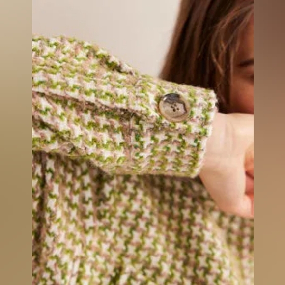 Boden Relaxed Wool Cotton Boucle Tweed Full Button Overshirt Shacket NWOT - Picture 2 of 16